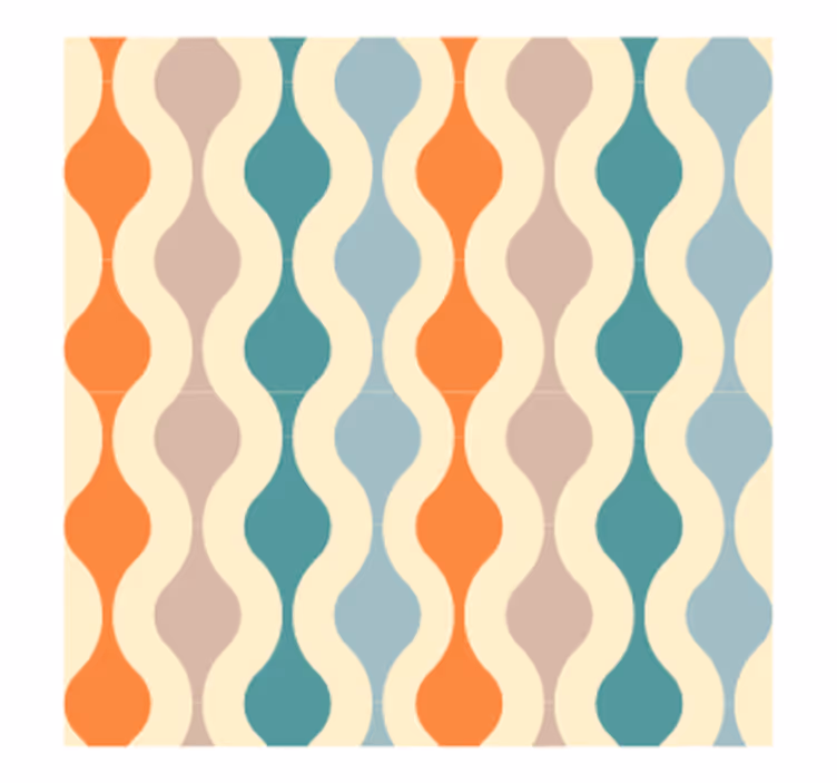 Sottobicchieri vintage motivo ondulato multicolore - TenStickers