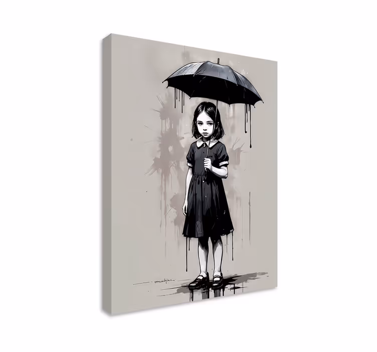 Dipinto arte ragazza ombrello - TenStickers