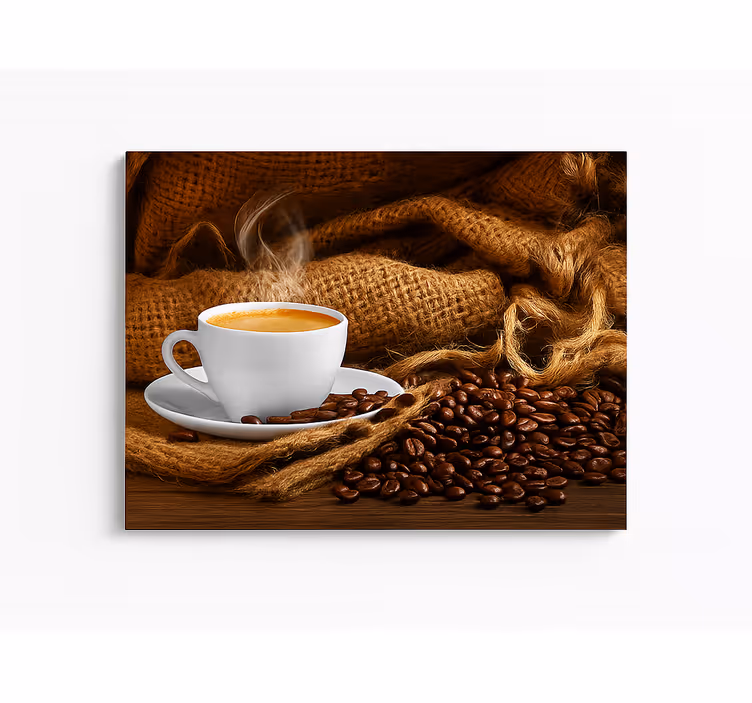 Quadro cucina chicchi di caffè e tazza - TenStickers