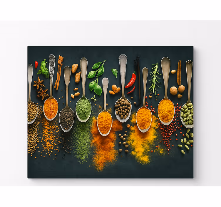 Quadro cucina spezie sui cucchiai - TenStickers