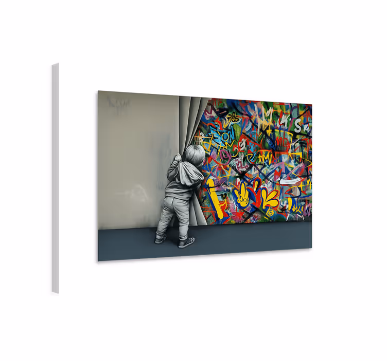 Dipinto arte bambino che spia i graffiti - TenStickers