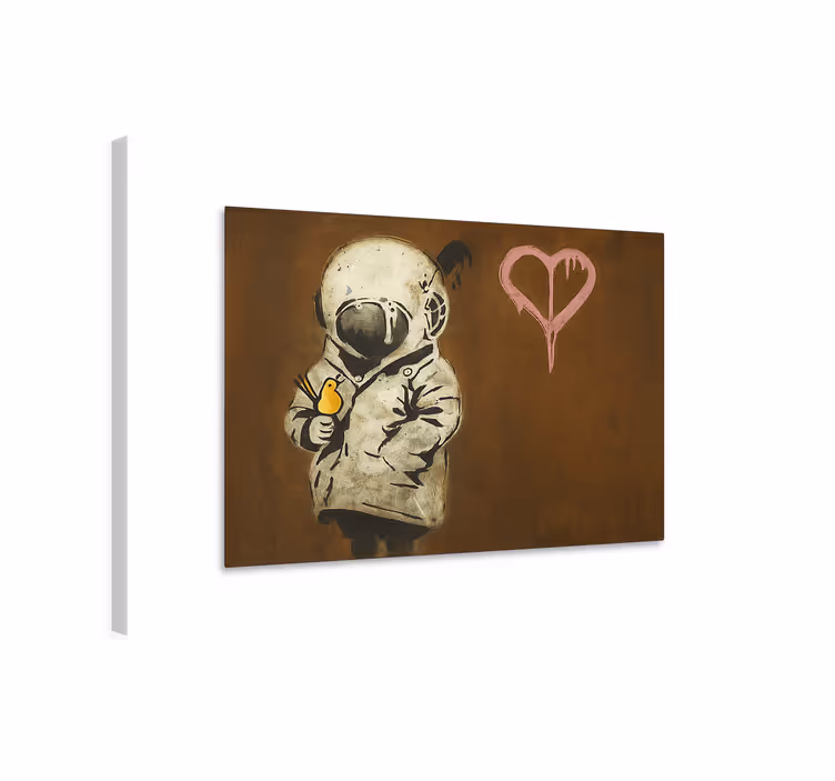 Dipinto arte ragazza spaziale e uccello - TenStickers