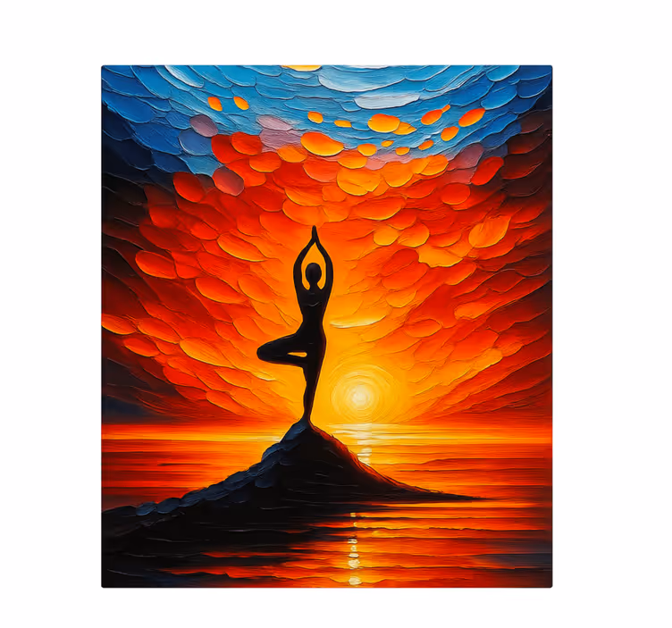 Quadri sportivi mosaico yoga con sole - TenStickers