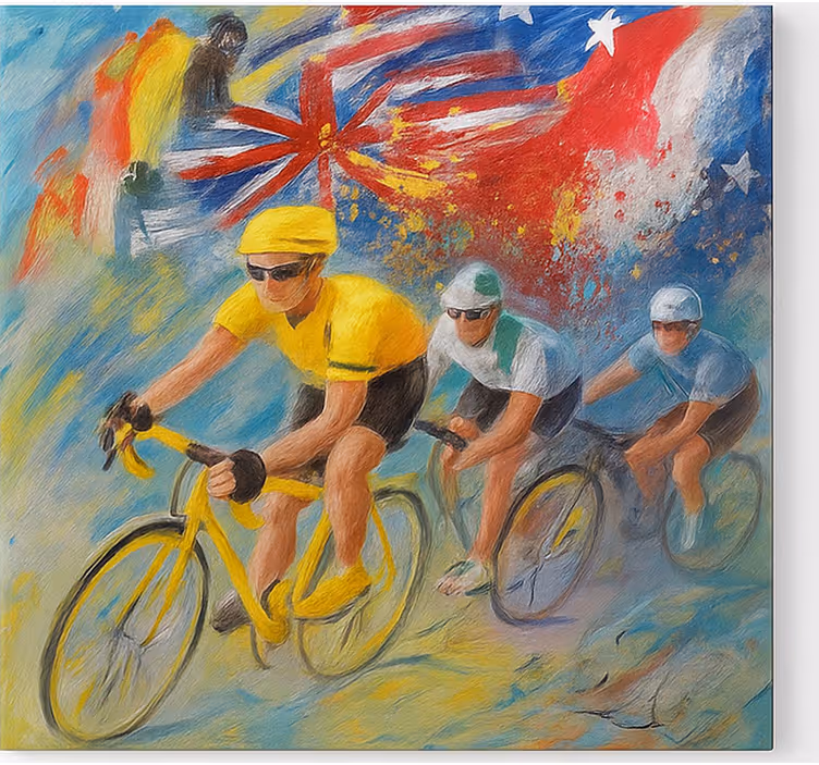 Quadri sportivi dipinto di ciclisti - TenStickers