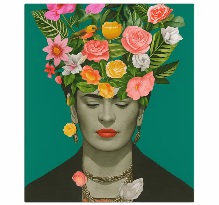 Dipinto arte frida kahlo fiori colorati - TenStickers