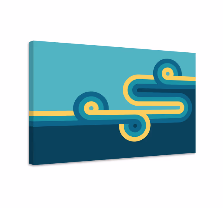 Quadro blu forma irregolare gialla - TenStickers