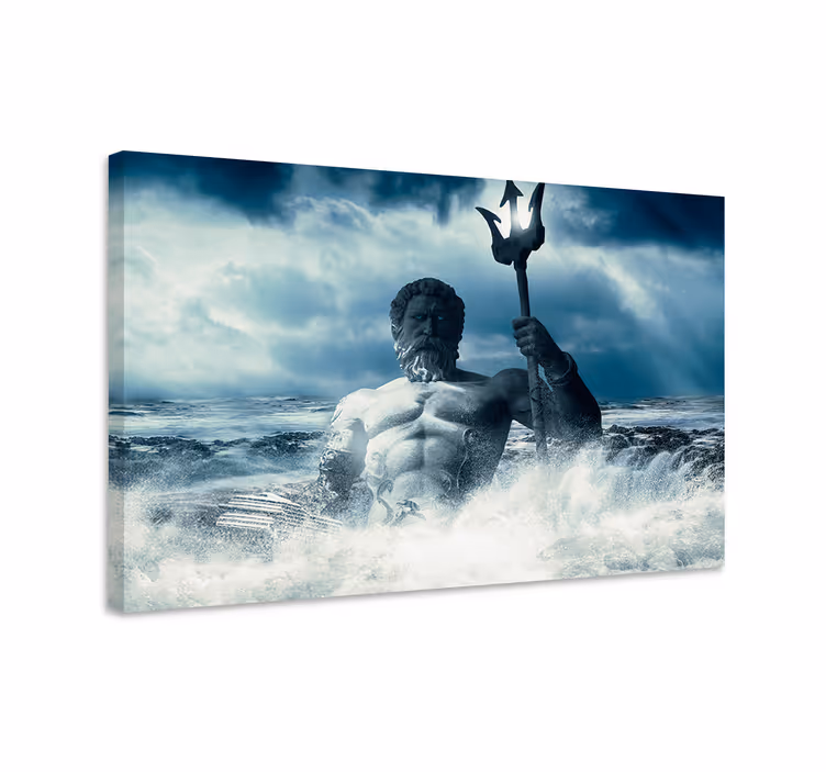Quadro blu design artistico poseidone - TenStickers