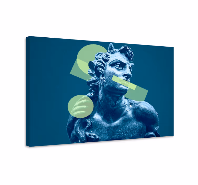 Quadro blu forme 3d colorate in stile vaporwave - TenStickers