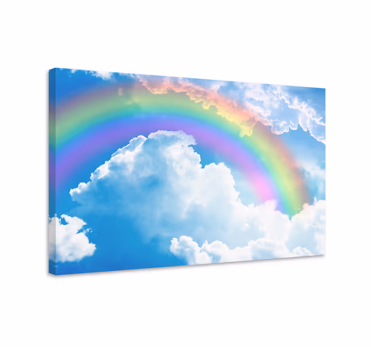 Quadro blu arcobaleno su un cielo blu con nuvole - TenStickers