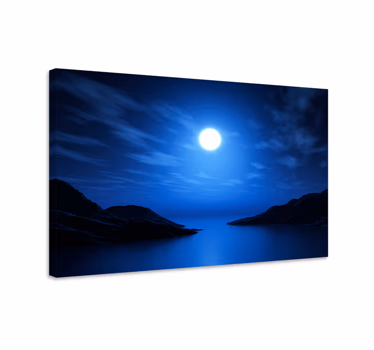 Quadro blu scena notturna lunare - TenStickers