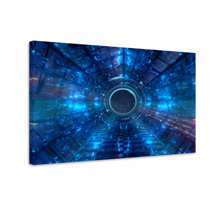 Quadro blu sfondo scifi geometrico blu - TenStickers