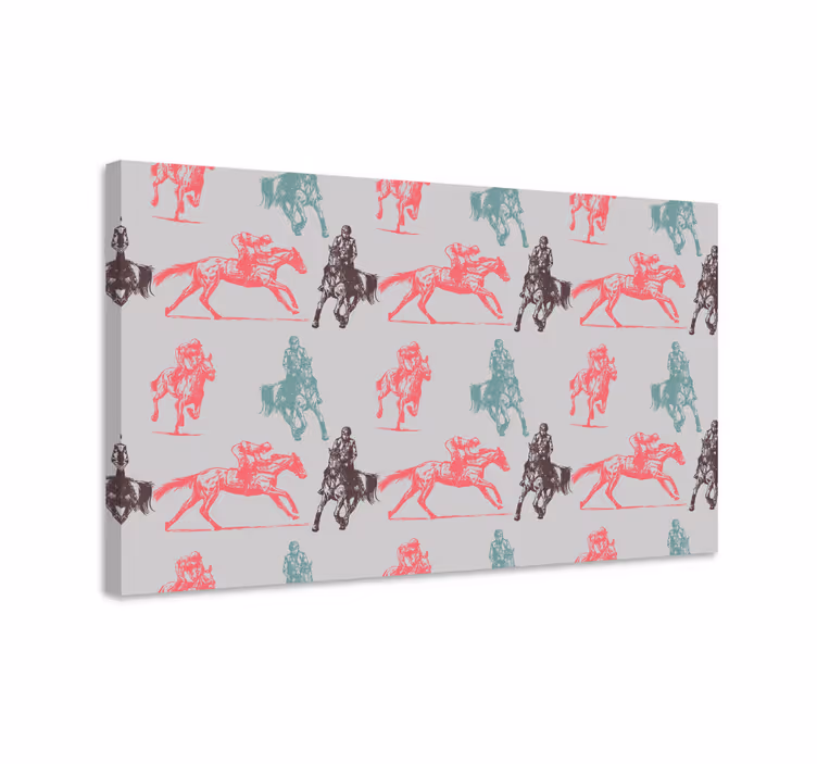 Quadro con cavallo motivo a colori su sfondo grigio - TenStickers