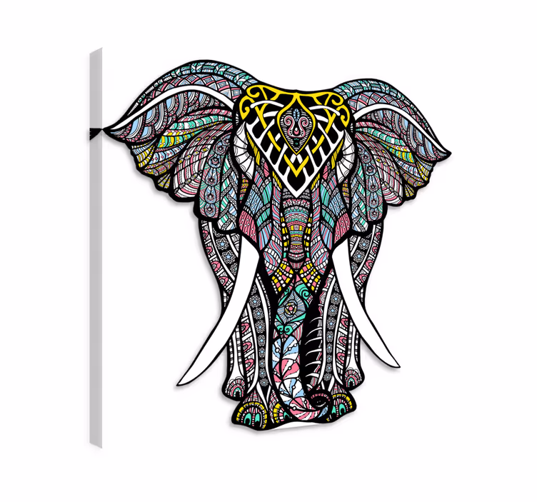 Quadro con elefanti tappeto vinilico mandala - TenStickers