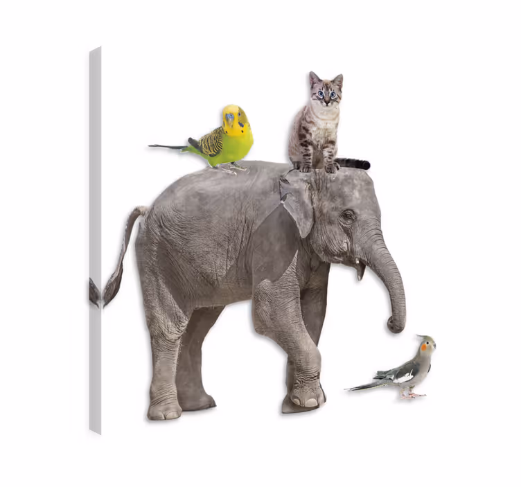 Quadro con elefanti e altri animali - TenStickers