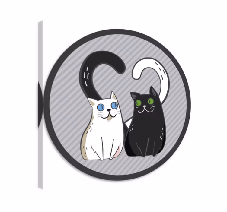 Quadro gatto tappeto vinile due gatti con occhi colorati - TenStickers