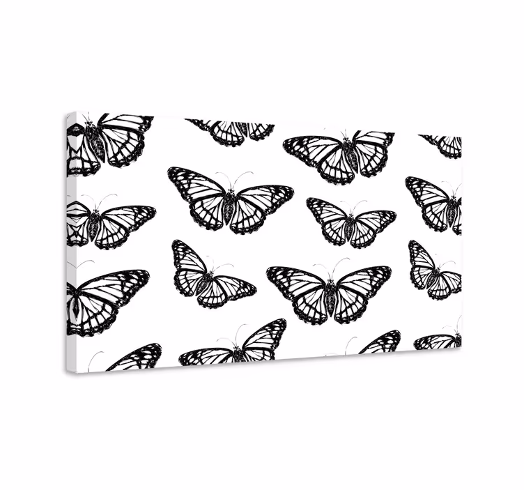 Dipinto farfalle ali di farfalla in bianco e nero - TenStickers
