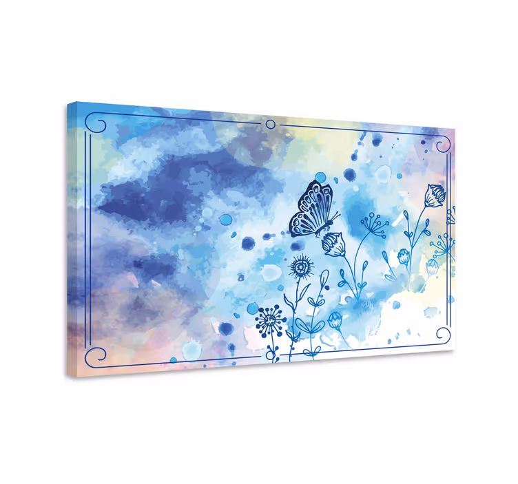 Dipinto farfalle disegno floreale e farfalle - TenStickers