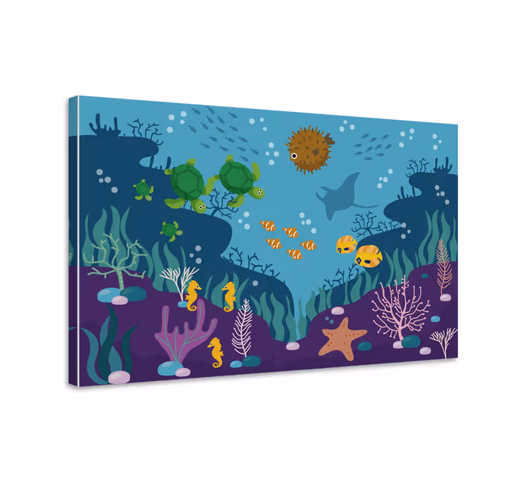 Quadro pesci murale infantile pesci nel mare - TenStickers