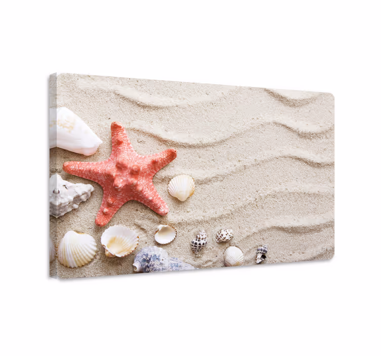 Quadro pesci stelle marine e conchiglie sulla sabbia - TenStickers
