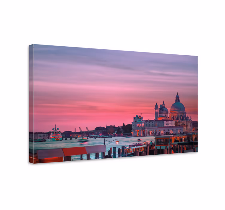 Quadro città e paesi silhouette del tramonto veneziano - TenStickers