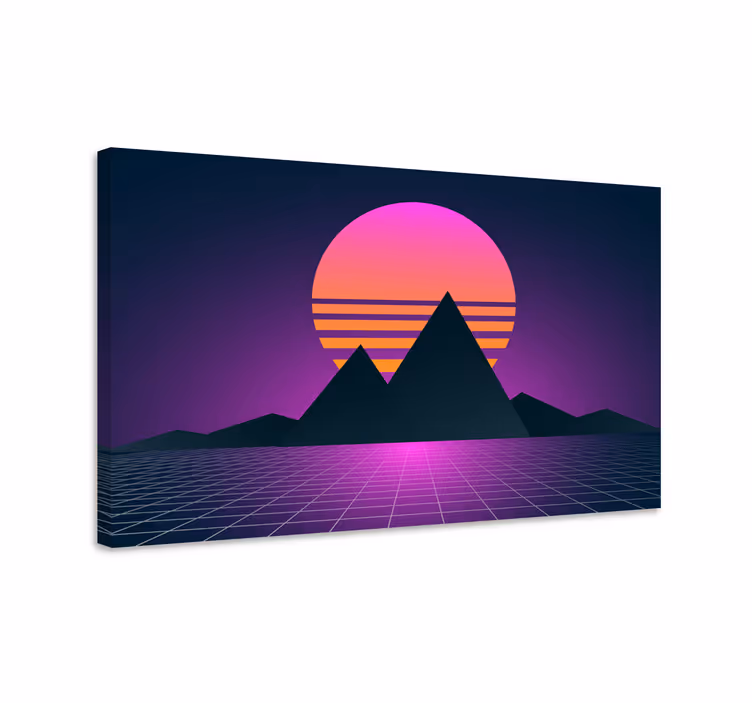 Quadro vintage paesaggio montano di synthwave - TenStickers