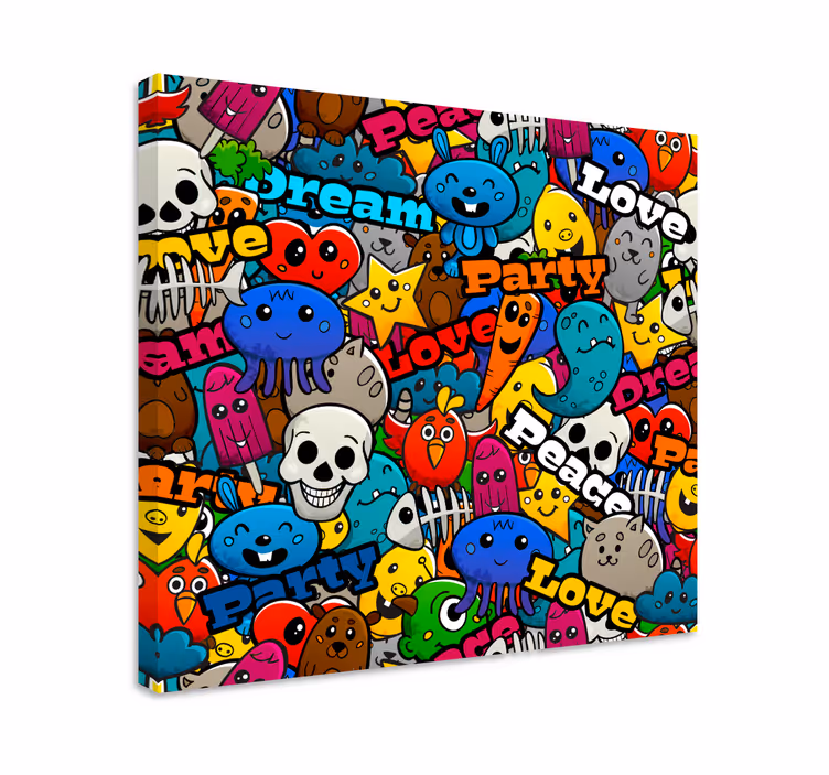 Quadro personaggio collage di personaggi funky - TenStickers