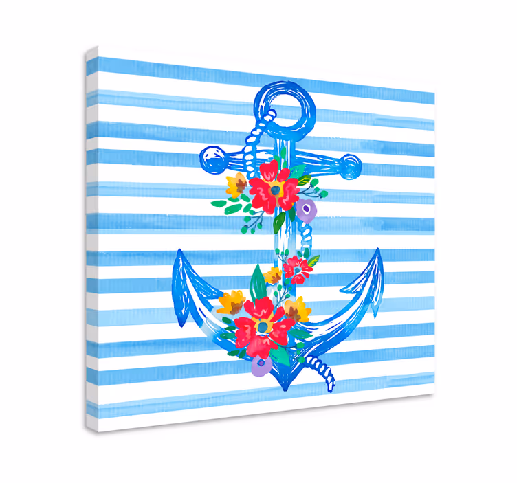 Dipinto marinaio illustrazione di ancoraggio floreale - TenStickers