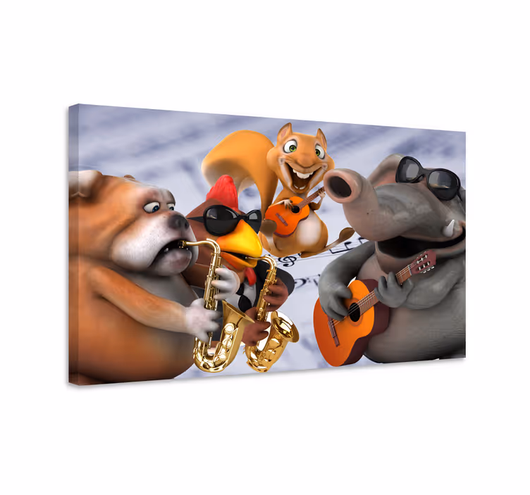 Dipinto persona banda di musicisti di animali - TenStickers