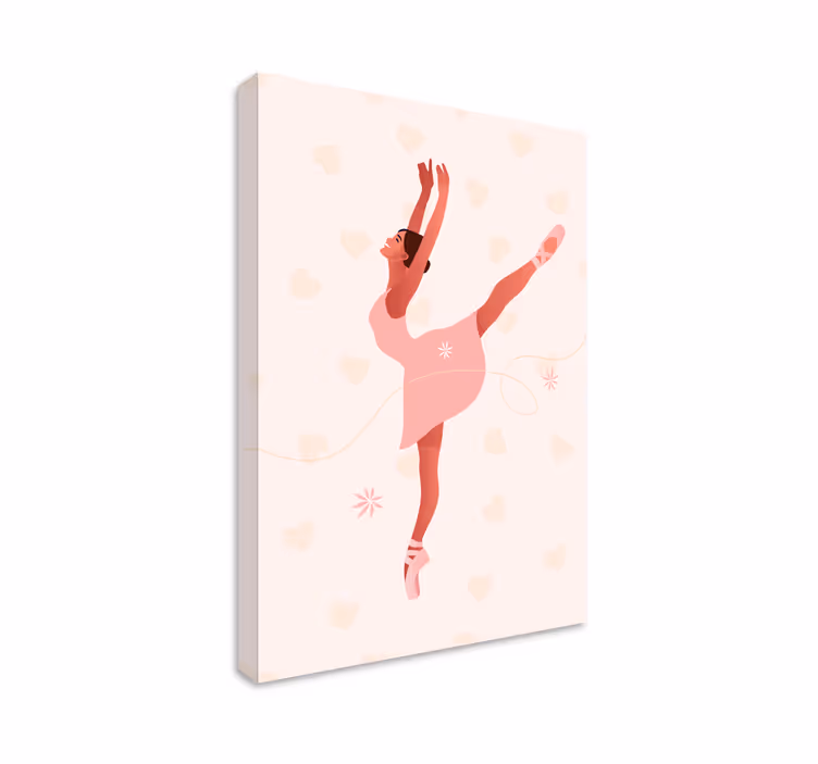 Quadro con ballerina e cuori - TenStickers