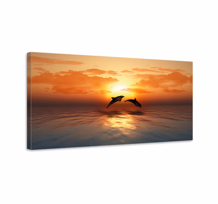 Quadro 3D 3d delfini che nuotano - TenStickers