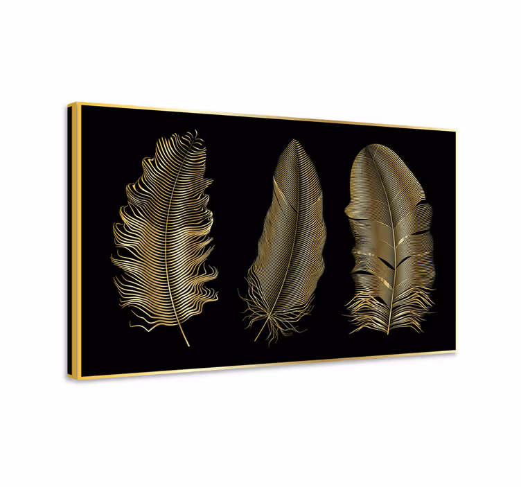 Quadro penna design con foglia d'oro - TenStickers