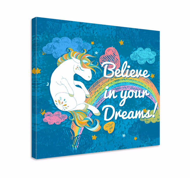 Quadro unicorno Frase multicolore di unicorno - TenStickers