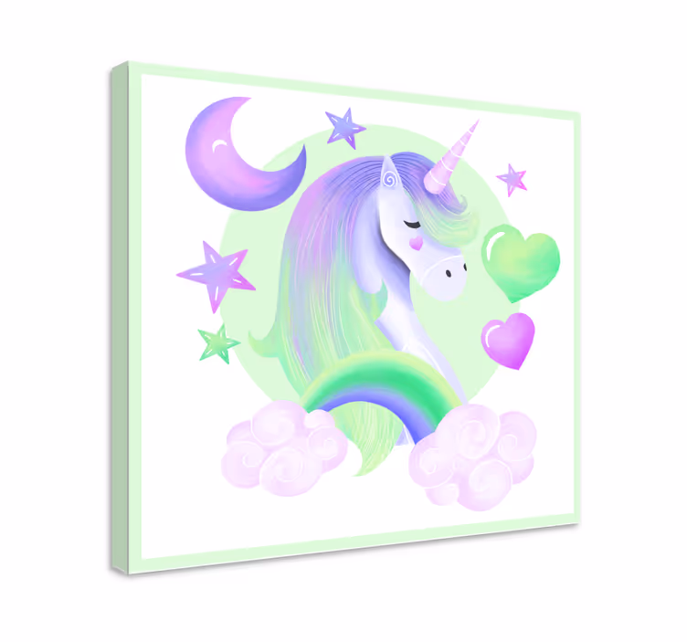 Quadro unicorno Cuore di unicorni e arcobaleno - TenStickers