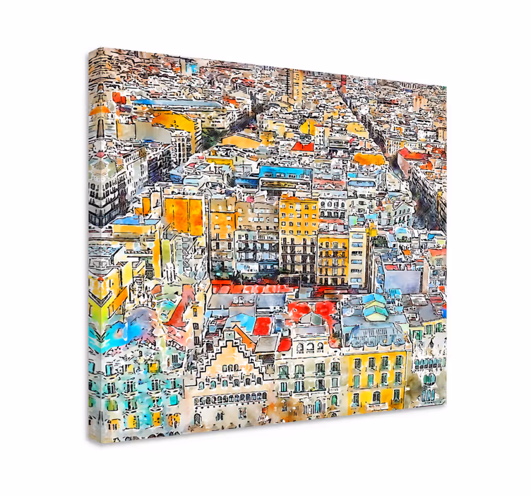 Quadro città e paesi paesaggio urbano vivace - TenStickers