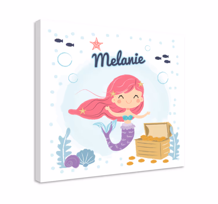 Quadro per bambini scrigno del tesoro della sirena - TenStickers