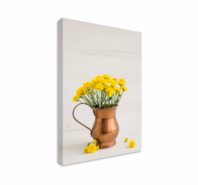 Dipinto fiori e piante composizione fiorita dorata - TenStickers