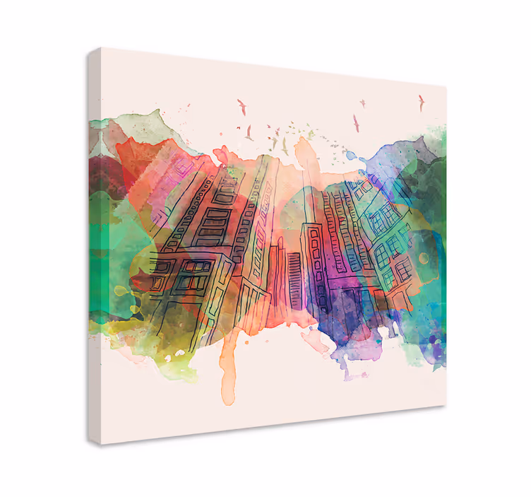 Quadro città e paesi skyline urbano astratto - TenStickers