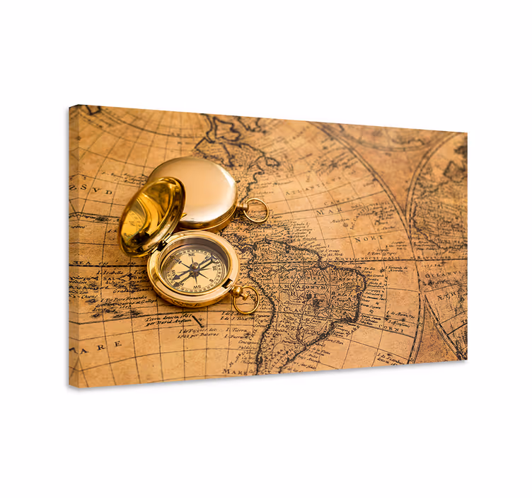 Quadro mappamondo bussole e mappa antica - TenStickers