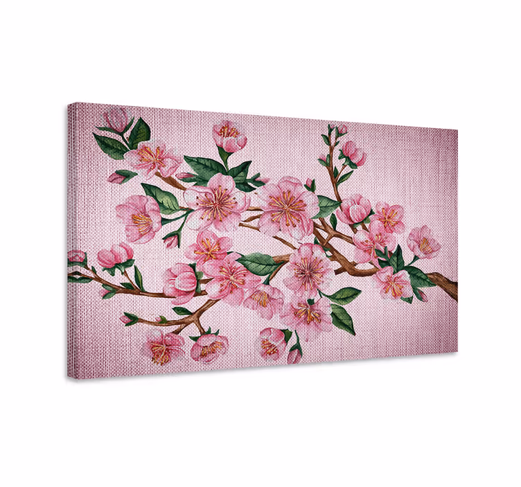 Dipinto fiori e piante ramo di ciliegio in fiore - TenStickers