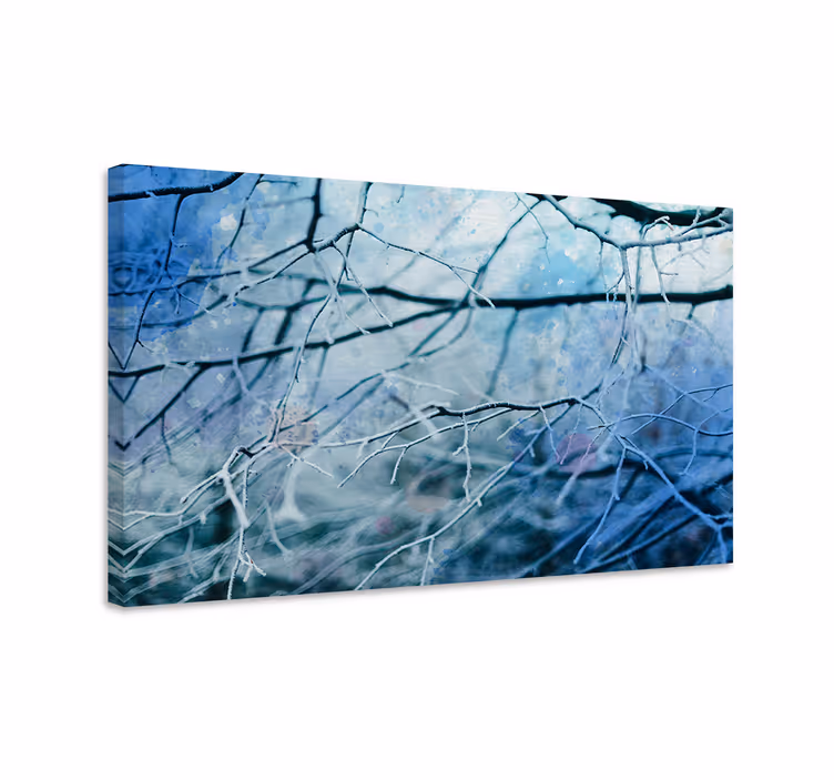 Quadro con alberi silhouette di rami ghiacciati - TenStickers