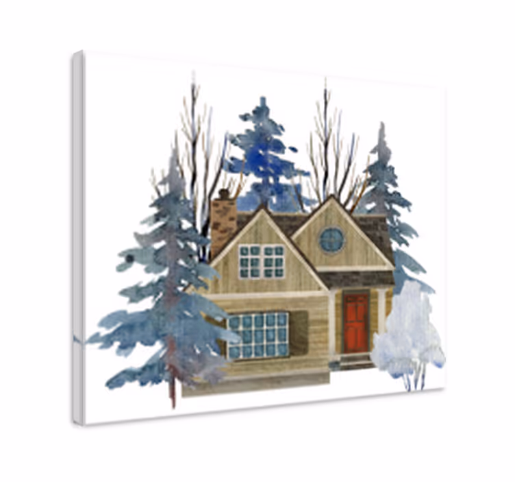 Quadro con casa effetto acquerello - TenStickers