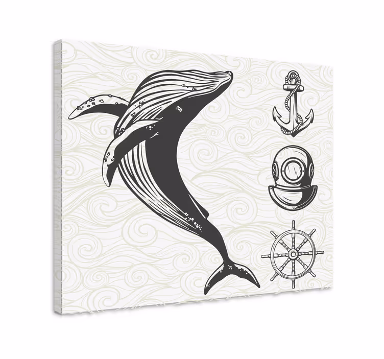 Quadro tema marino con balena - TenStickers