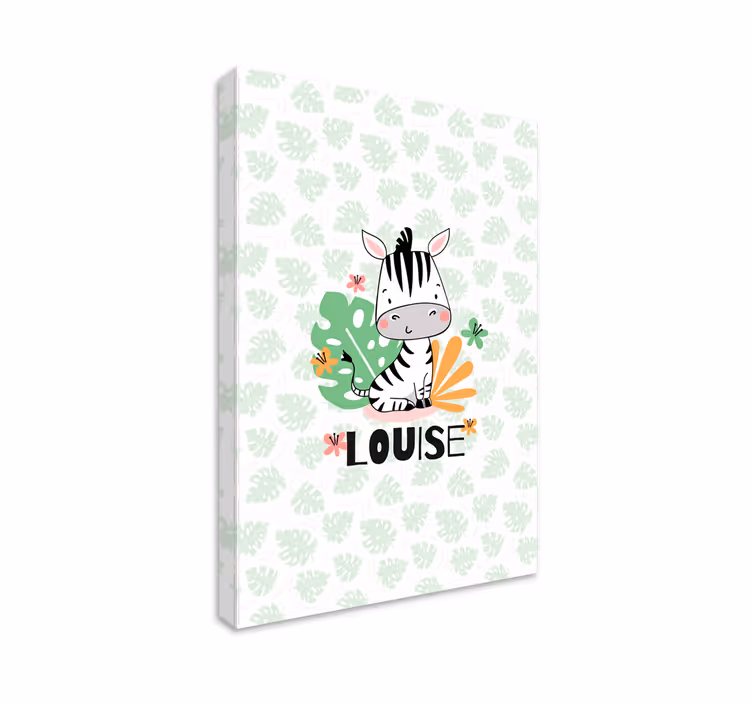 Quadri cameretta neonato illustrazione zebra personalizzata - TenStickers