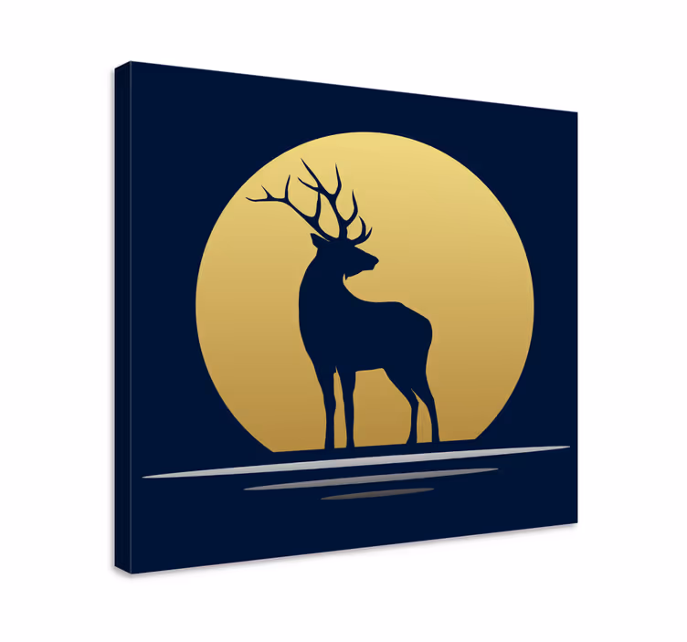 Quadro con cervo silhouette di luna - TenStickers
