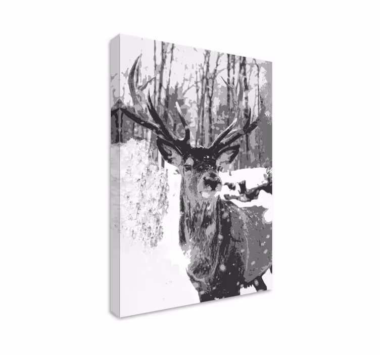 Quadro con cervo ritratto monocromatico di cervo - TenStickers