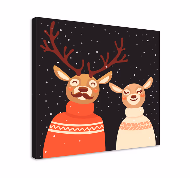 Quadro con cervo coppia di renne festive - TenStickers