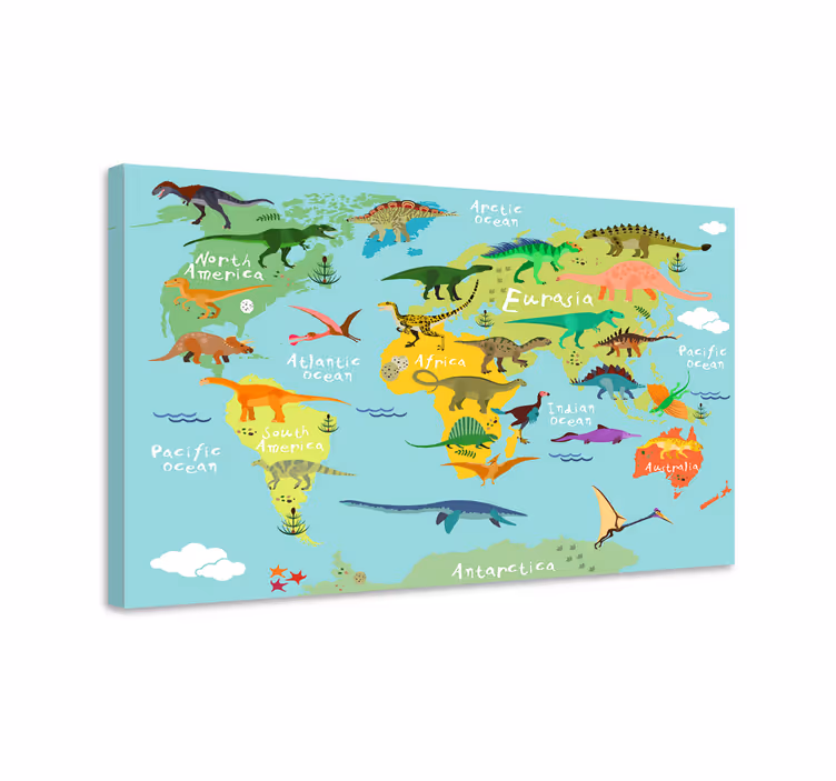 Dipinto dinosauri mappa del globo dei dinosauri - TenStickers