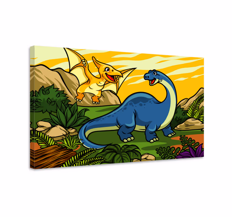 Dipinto dinosauri felici dinosauri che giocano - TenStickers