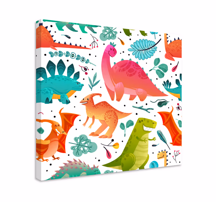 Dipinto dinosauri avventura colorata con dinosauri - TenStickers