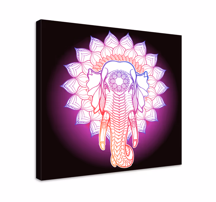 Quadro con elefanti mandala di elefante maestoso - TenStickers